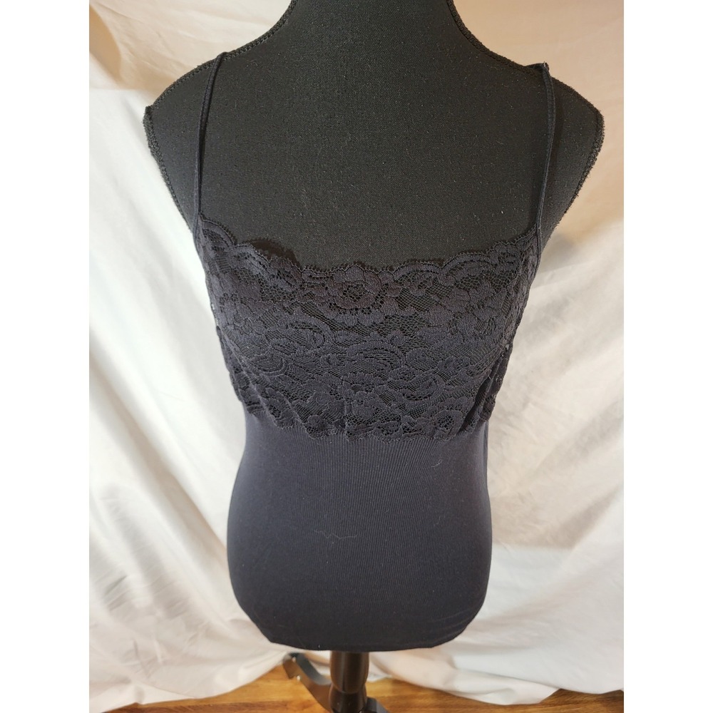 Women's HANRO Cotton Lace  Camisole Cami Size Large Black